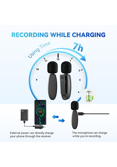 Xindoker Kablosuz 2'li Mini Lavalier Mikrofon Seti - İphone Uyumlu/android/kamera İçin 120m Menzilli, Gürültü Azaltmalı Profesyonel Kayıt