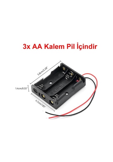 Koodmax - 10 Adet - 3 Lü Aa Kalem Pil Kutusu Yuvası 4.5v Kablolu Kalem Pil Tutucu