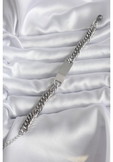 Ezoconcept 316l Çelik Gümüş Renk İsim Yazılabilir Plaka Model Kadın Bileklik