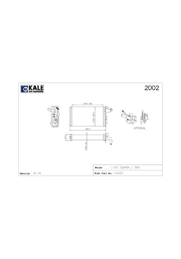 KALORİFER RADYATÖR ALFA 145 146 155 TEMPRA TİPO MUSLUKLU 7754065 1781842AL