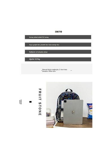 Pvc Öğrenci Moda Takım Şeffaf Sırt Çantası Ihsoh2 Pembe