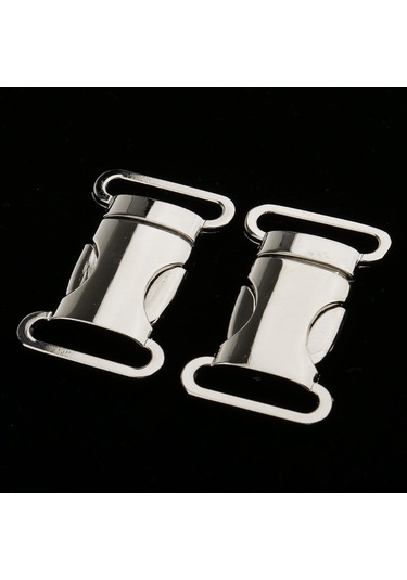 Suntek 2 Parça Metal Yan Yayın Toka Kordon Bilezik Pet Yaka Gümüş 4.5x2.5 Cm
