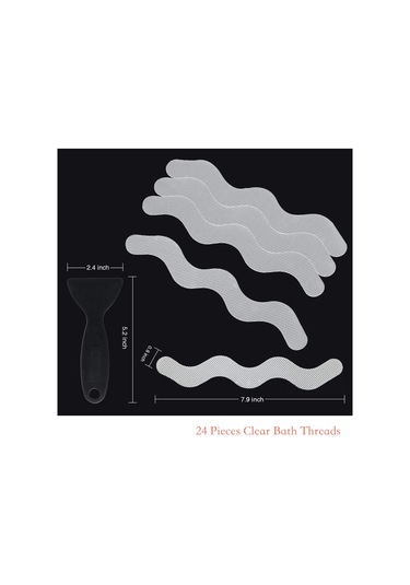 Symbee Banyo Kolu Kaymazsız Bandı Peva Dalgalı Desenli Su Geçirmez Anti-kayma Bant 12 Adet 2x20cm Şeffaf