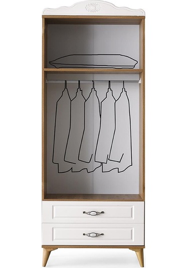 Sahra 2 Kapılı 2 Çekmeceli Gardrop Elbise Dolabı 80x48x210cm 001