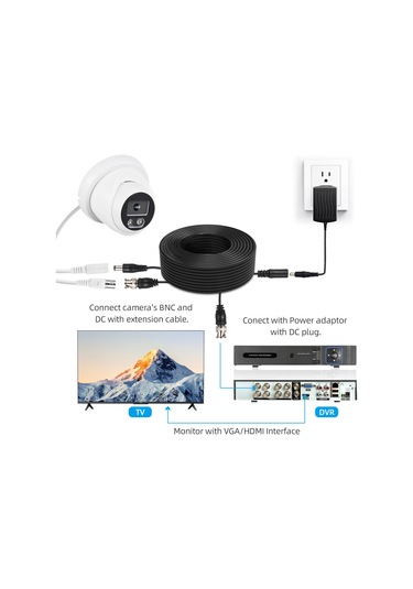 Vkemall Güvenlik Kamerası İçin 18.3m/60ft Uzunlukta Çiftli Video Güç Kablosu - Kolay Kurulum, Dayanıklı Ve Geniş Uyumluluk