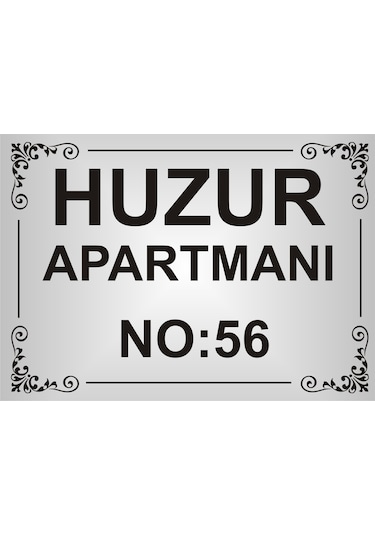 Apartman İsim Tabelası  Model1 Aliminyum AYNALI Gümüş  Metal Levha