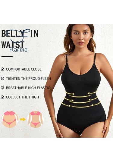 Bej Flarixa Dikişsiz Vücut Şekillendirici Kadın Bodysuit Açık Kasık Shapewear Doğum Sonrası Karın Kontrol Shapewear Zayıflama İç Tulum