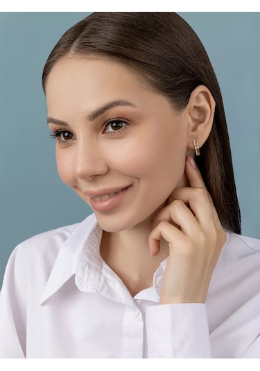 Veronika 925 Ayar Gümüş Küpeler, Altın Kaplama Ve Zirkon Taşlarıyla 135562705 Altın