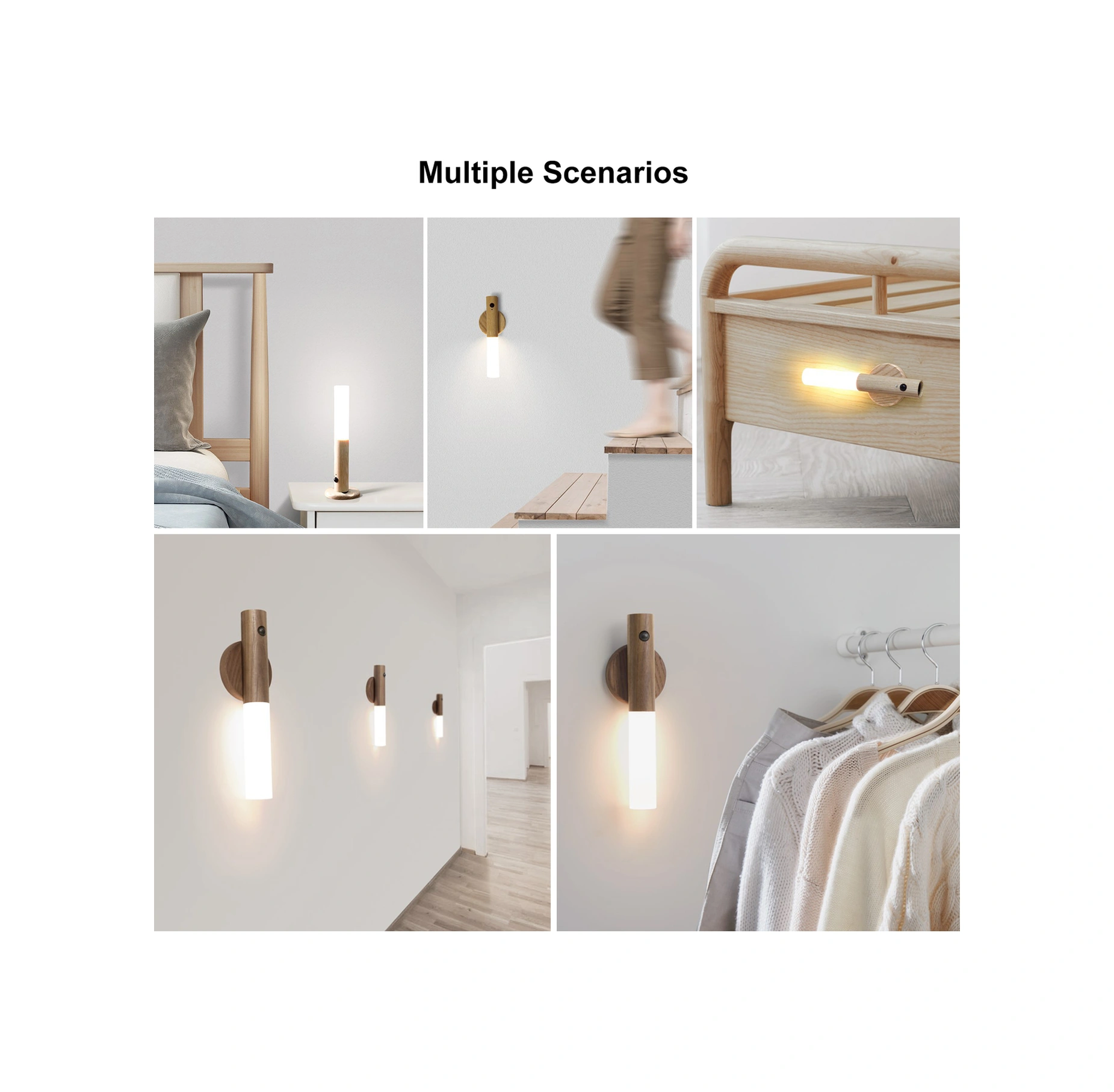 Moveevo Akıllı Vücut Algılama Gece Lambası, 4m Algılama Mesafesi, 15s Gecikmeli, 2700-3000k Sıcak Beyaz Işık, Ceviz Ağacı, Manyetik Tutma, Ev/merdiven Kullanıma Uygun Diğer