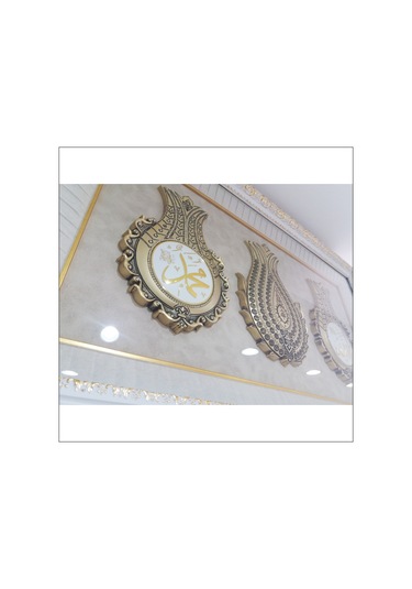 61x97 CM Esmalı Kristal Taşlı Oyma Çerçeveli Üçlü Lale Tablo Pano