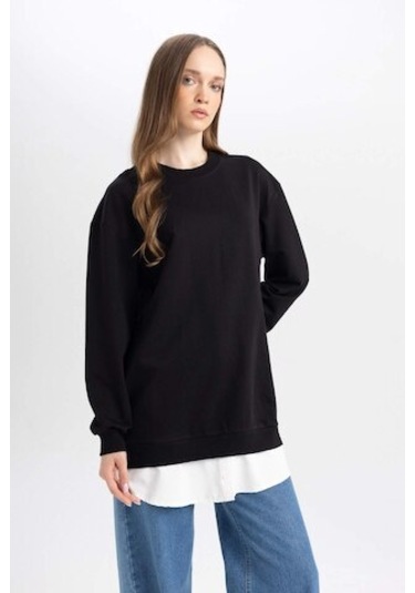 Defacto Regular Fit Bisiklet Yaka Basic Düz Sweatshirt Tunik A9529AX24AUBK81 Siyah Defacto Regular Fit Bisiklet Yaka Basic Düz Sweatshirt Tunik A9529AX24AUBK81 Siyah