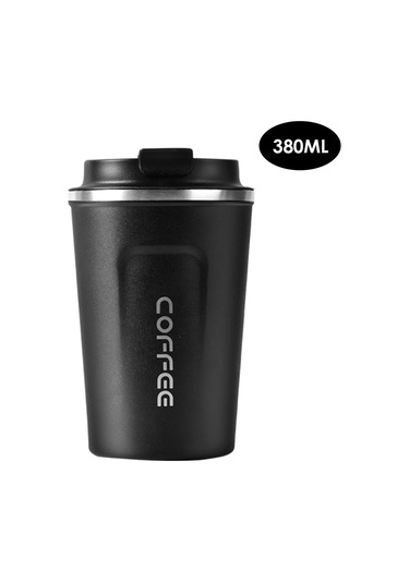 Ranyeek 304 Paslanmaz Çelik Vakumlu Isı Saklama Bardak, Soğuk/sıcak İçecek Tutar, Taşınabilir Büro/kahve Kupsu, Siyah 380ml Siyah