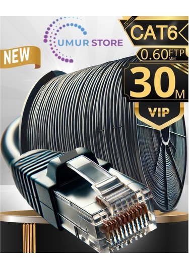 30 Metre Internet Kablosu/ftp 0,60mm Cat6 23awg/ikı Kat Korumalı/ethernet Kablosu 30 Metre/iç Dış Mekan Uyumlu