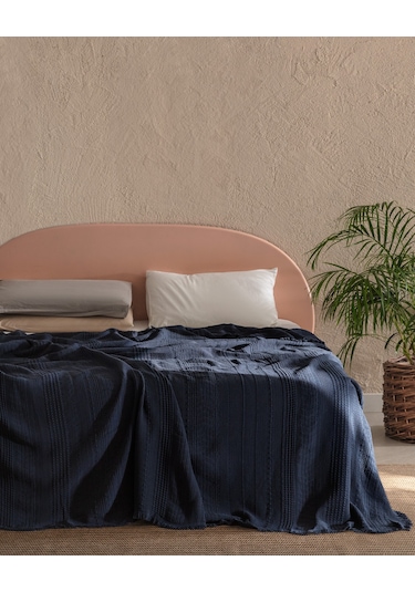 Madame Coco Lucille Çift Kişilik Yatak Örtüsü Lacivert