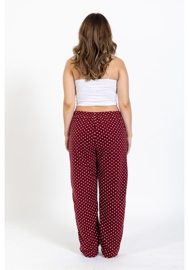 Kadın Polar Kışlık Eşofman Alt Waynap Polar Alt- Bordo