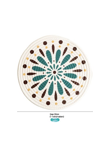 Japon Tarzı Baskılı Pamuk İp Yalıtım Pedi Ahşap - Yeşil