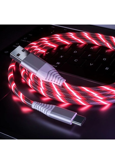 Dıxsghızlı Şarj Usb Tip C Kablo 5a Led Işıklı Samsung Xiaomi Poco Redmi İçinmavi2m