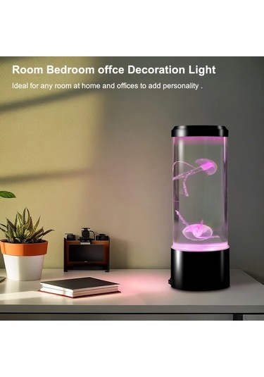 Honeybeeshop Beyaz Denizanası Lambası Akvaryum Okyanus Gece Işığı Renk Değiştiren Ortam Aydınlatması Oturma Odası Yatak Odası Masa Dekorasyonu Usb 3 Aaa Pil İle Çalışır Beyaz