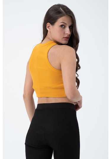 Quhox Kadın Kaşkorse Crop Atlet Sarı
