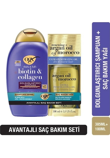 Organix Biotin&collagen Şampuan 385 Ml+argan Saç Bakım Yağı 100 Ml Set