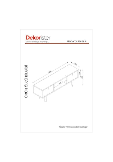Dekorister Moda Metal Ayaklı Tv Ünitesi Beyaz