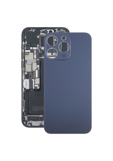 Rogfer İphone Uyumlu 15 Pro Max İçin Cam Pil Arka Kapağı Mavi Mavi Mavi