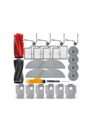 Gildedwill Roborock Saros 10 / S9 Maxv Ultra / G30 Elektrikli Süpürge Parçaları İçin 26 Adet Ana Yan Fırça Hepa Filtre Paspas Pedi Toz Torbası