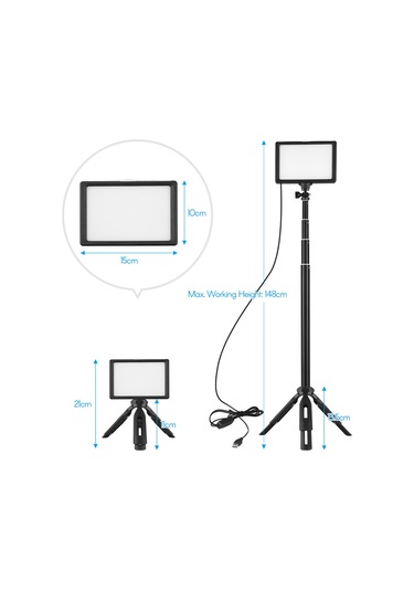 Mufunye Andoer Usb Led Işık Seti 3200k-5600k 14 Seviye Parlaklık Ayarlı 148cm Yüksekliği Ayarlanabilir Tripod 5 Filtreli Üçlü Cold Shoe