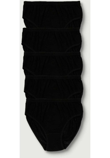 Bonbonetti Kadın Siyah 5'Li Paket Likralı Bato  Siyah Kadın Külot Siyah