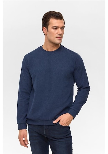 SÜVARİ Lacivert Regular Düz Bisiklet Yaka Sweatshirt Lacivert