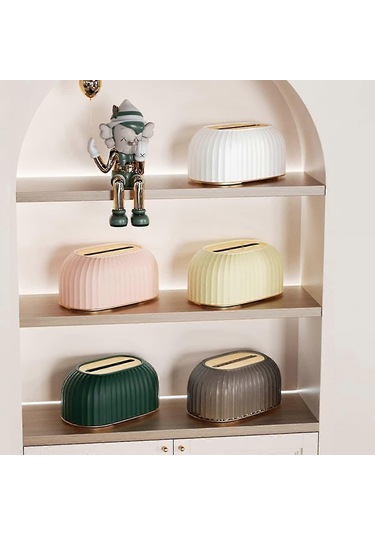 Tek Kullanımlık Mendiller İçin Dikdörtgen Mendil Kutusu Kapağı, Alt Yaylı Mendil Kutusu Tutucu, Yeşil 22,2x1