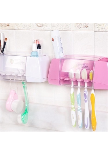 Mavi Banyo Aksesuarları Seti Diş Fırçası Tutucu Duvara Montaj Standı Diş Fırçası Tutucu Kanca Vantuz Banyo Araçları Diş Fırçası Rafı Mavi