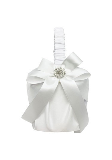 Xiyyadms Beyaz Saten Çiçek Sepeti - Evlilik Çiçekçisi İçin Saçma Sepeti Pmhl-053 22x13.5cm