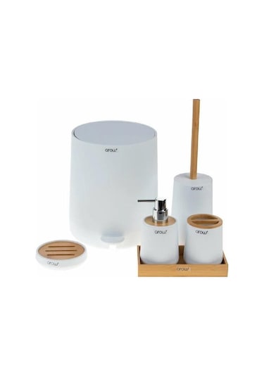 AROW ALESSİA 6 PARÇA AKRİLİK BANYO TAKIMI BEYAZ