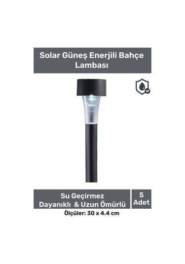 Kablosuz Su Geçirmez Dayanıklı Şık Solar Güneş Enerjili Bahçe Lambası Plastik Saplama 30cm 5 Adet