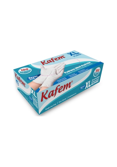Kafem Beyaz Nitril Eldiven Pudrasız Xl 100 Lü X 5 Paket