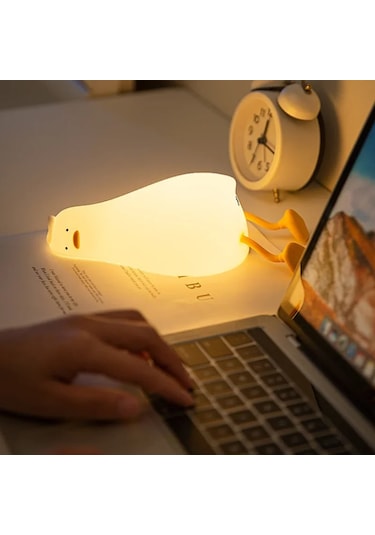 Şarjlı Sevimli Silikon Ördek Gece Lambası Dokunmatik Kısılabilir Sarı