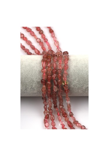 Çilek Kuvars Doğal Taş Dizi 5 X 9 Mm Mercimek Kesim Gold