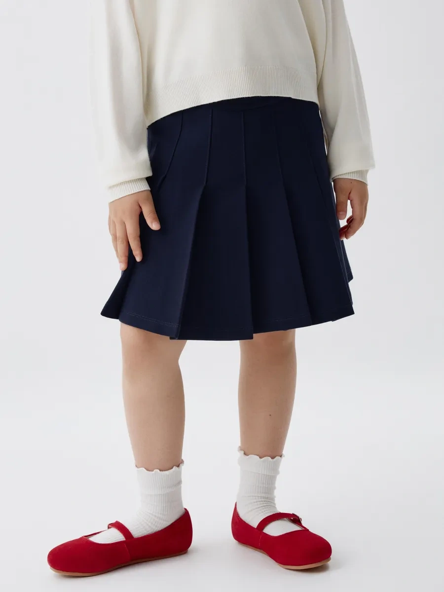 Sela Kısa Pileli Okul Eteği Triko 432694453 Mavi