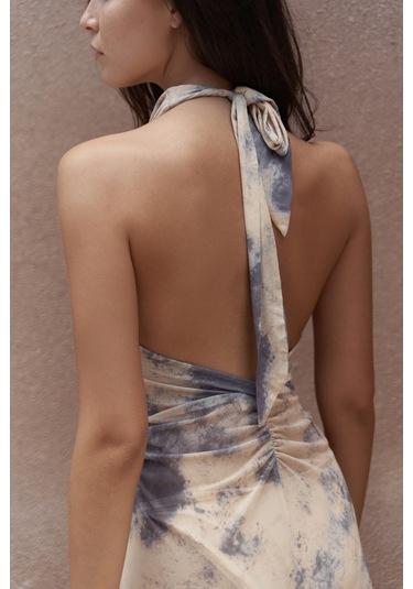 Enonireh Dekolteli Sarı Uzun Elbise sarı