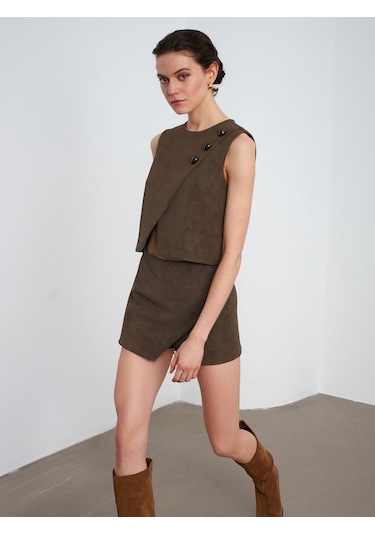 60601 Taş Aksesuarlı Top-haki Haki