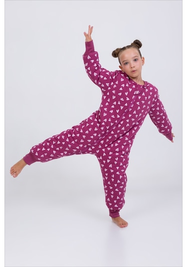 Kız Erkek Çocuk Kalın Elyaf Dolgulu Premium Kalite 2.5 Tog Desenli Uyku Tulumu Koyu Mor