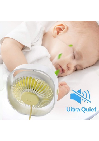 Gajeena Masaüstü Usb Fan, 360 Derece Dönebilen, 3 Seviye Rüzgar Hızı, Sessiz Motor, Mavi