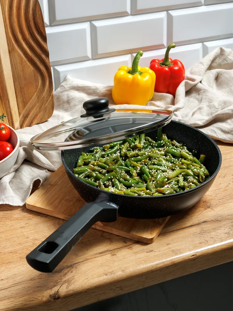 Unifico 26 Cm Marmo Nero İndüksiyon Ocak İçin Kapaklı Tava 268896921 Siyah