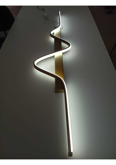Tuna / Aplik / 120x24 Cm / Gold Gövde / 3 Renk Işık / 3 Yıl Garan Antrasit