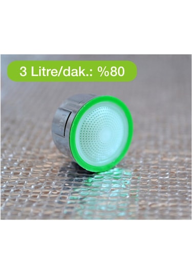 Ayretör Su Tasarruf Aparatı 3 Lü Set/ Musluk Ucu /Su Tasarruf Cihazı Made in Italy Gümüş - Yeşil