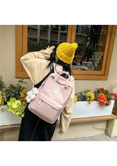 Dancemonkey Sırt Renk Okul Öğrenci Naylon Kadın Düz Çantası Çantası Çanta Beyaz Jl Beyaz
