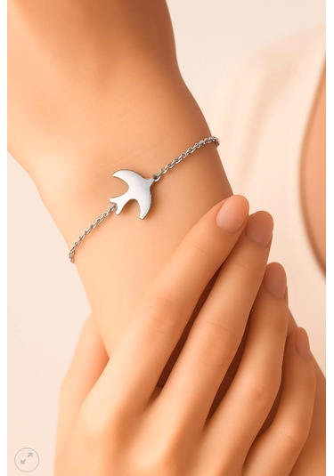 Özgürlük Kuşu Çelik Kadın Bileklik Gümüş