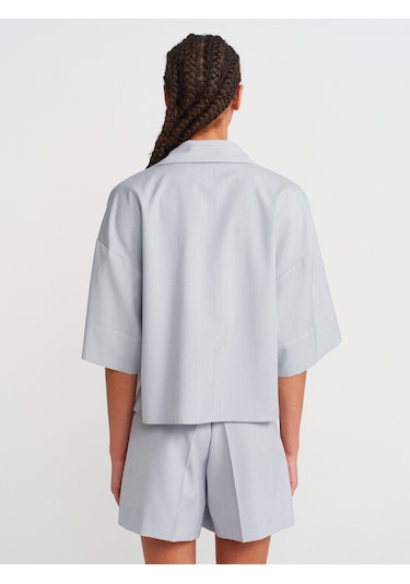 Dilvin 50495 Oversize Cepli Gömlek-koyu Mavi Koyu Mavi