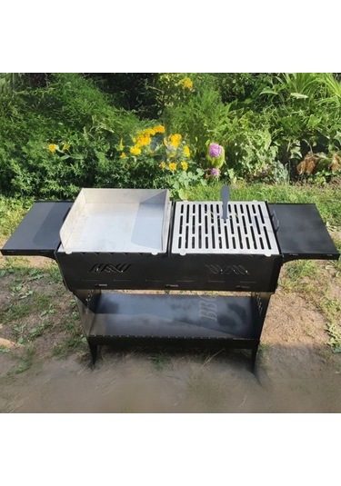 Ayaklı Barbekü Büyük Portatif Mangal Ve Izgaraları Siyah